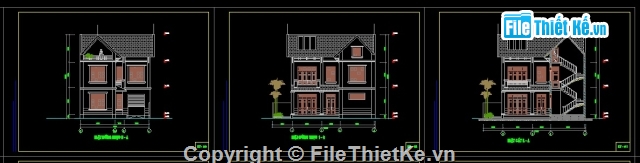 bản vẽ thiết kế biệt thự 2 tầng 8.8x12m,biệt thự 2 tầng,biệt thự 8.8x12m